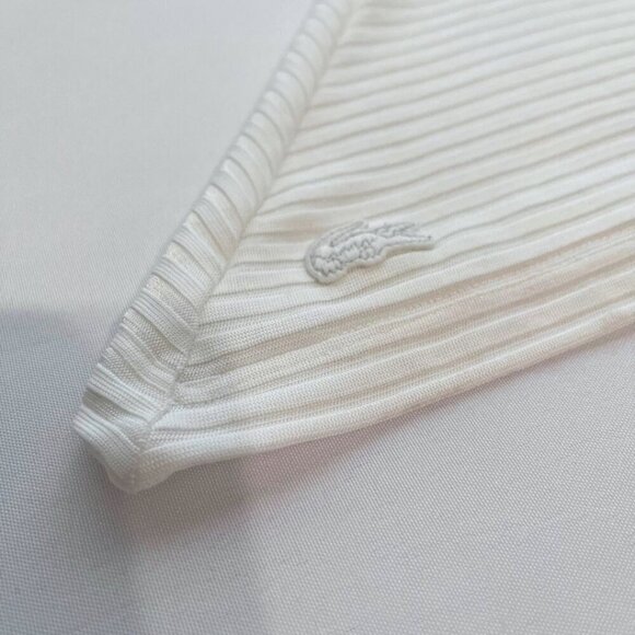 NWOT LACOSTE IVORY WHITE STRIPED NECK ASYMMETRICAL TUNIC TOP - 10 (42) - Picture 8 of 10
